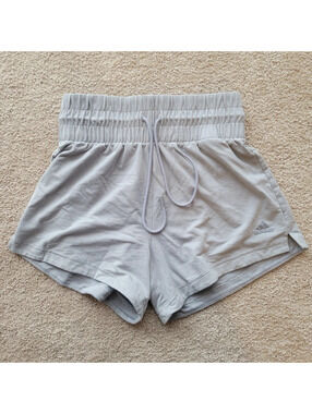 Adidas High Waist Shorts XS Womens Light Gray Washwear Run Gym Walk